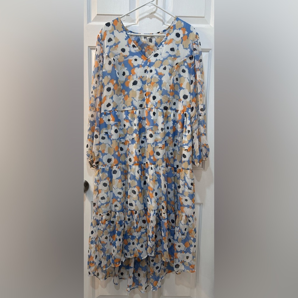 NWT Joie Floral Field Tiered Maxi Dress Sz XL Hi Low Cottagecore Tropical Boho